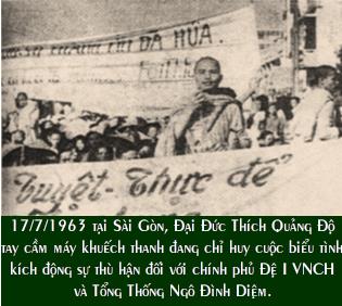 Image result for Ngày 17 tháng 7 năm 1963 tại Sài Gòn, Đại Đức Thích Quảng Độ tay cầm máy khuếch